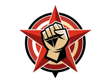 Red Fist Illustration with 3D Star Logo Template