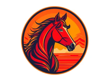 Red Horse in Circle Logo Template