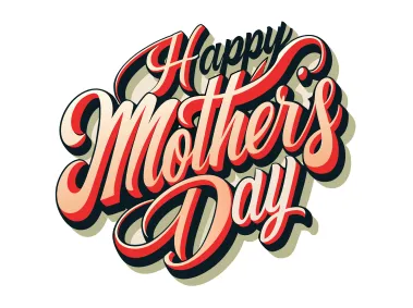 Retro Mothers Day Calligraphy Design Vector