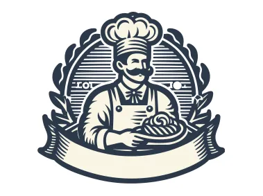 Retro Pastry Chef Logo Template