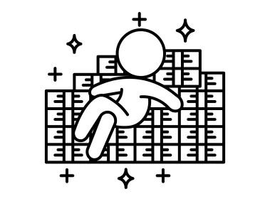 Rich Person Sitting on Money Logo