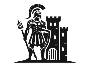 Roman Soldier with Castle Logo Template