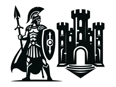 Roman Soldier with Castle Logo Template
