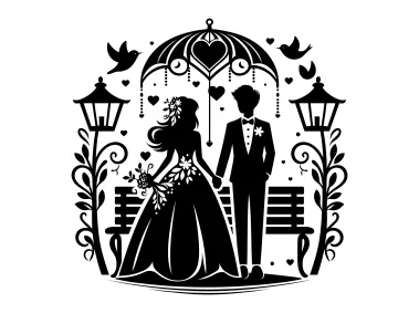 Romantic Wedding Scene Logo