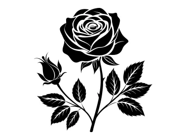 Rose Flower with Stem and Leaves Logo Template