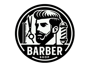 Rounded Barber Shop Logo Template
