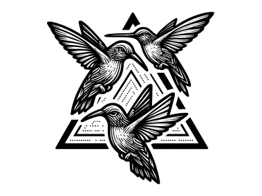 Sacred Geometry Hummingbirds Trio Logo Template