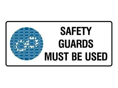 Safety Guards Must Be Used Sign Landscape Logo