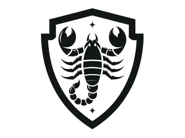 Scorpion in Shield Shape Logo Template