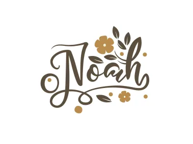 Script Floral Signature for the Name Noah Vector