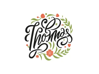 Script Floral Signature for the Name Thomas Vector