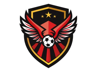 Shield Shaped Football Team Emblem with Wings and Ball Logo Template