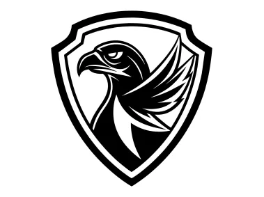 Sideview Falcon in Shield Shape Logo Template