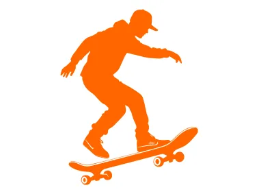 Silhouette of young man skating on a skateboard Logo Template