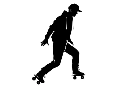 Silhouette of young man skating Logo Template