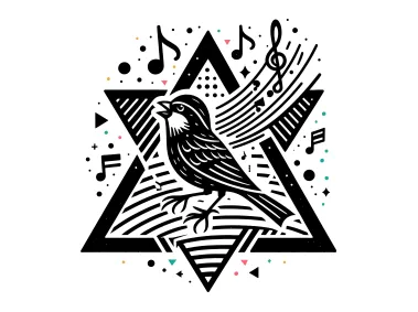 Singing Sparrow in Circle Shapes Logo Template