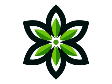Six Petals Black and Green Flower Logo Template