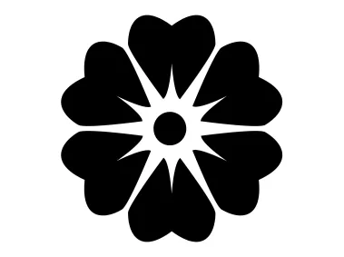 Six Petals Black Flower Silhouette Logo Template