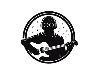 Solo Music with Guitar Logo Template