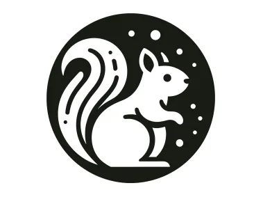 Squirrel in Black Circle Logo Template
