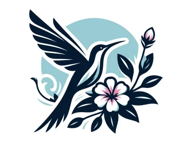 Stylized Hummingbird with Blossom Accent Logo Template