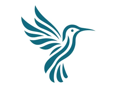 Stylized Teal Hummingbird Logo Template