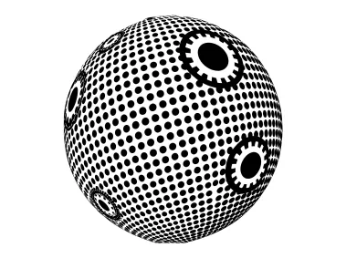 SVG 3D Dotted Halftone Sphere with Gears Logo Template