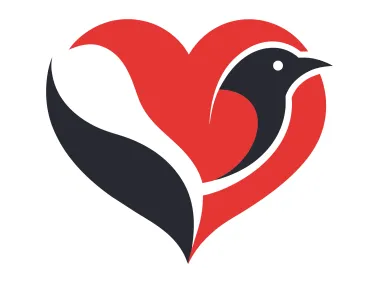 Red and Black Bird Love Design Logo Template