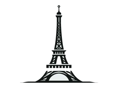 SVG Black Eiffel Tower Silhouette Logo Template