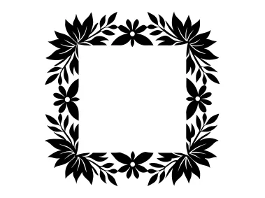 SVG Black Floral Frame Border Vector