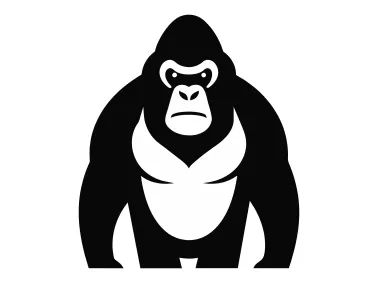SVG Black Walking Gorilla Looking Forward Logo Template
