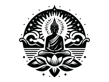Free Black SVG Buddha Illustration Design Logo Template