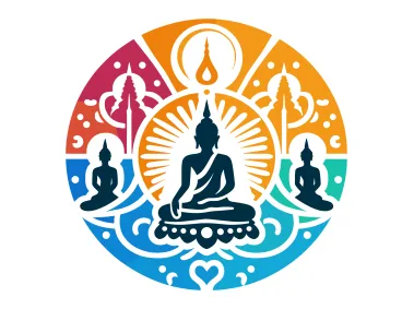 Colored SVG Buddha Illustration Design Logo Template