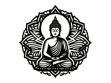Black Detailed Free SVG Buddha Illustration Design Logo