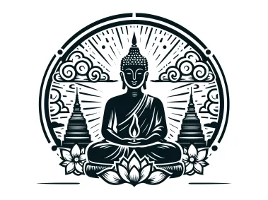 SVG Buddha Illustration Design with Cloud Logo Template