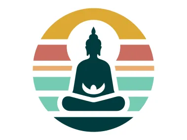 SVG Buddha Illustration Design with Colored Lines Logo Template