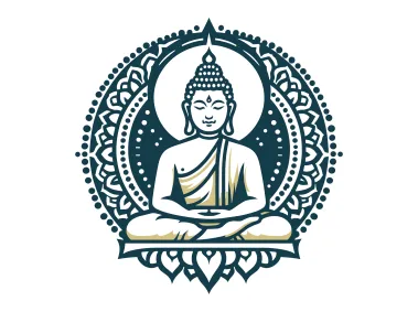 Decorative Buddha Illustration Design Logo Template