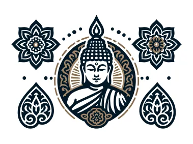 SVG Buddha Illustration with Ornament Designs Logo Template
