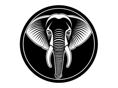 SVG Detailed Elephant in Circle Shape Logo Template