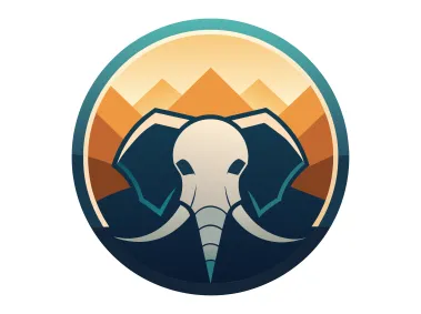 SVG Geometric Elephant in Circle Logo Template