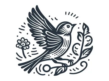 Flapping Black Bird on Branch Logo Template