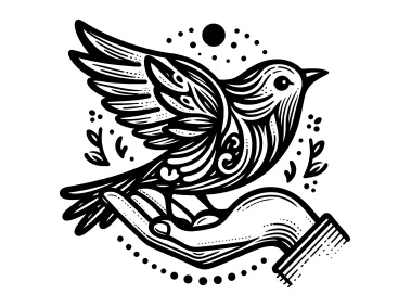 SVG Hand Drawn Bird in Hand Logo Template