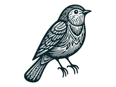 Black SVG Hand Drawn Sparrow Bird Logo Template