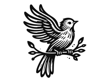 SVG Hand Drawn Flapping Bird Logo Template