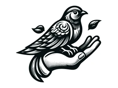 SVG Hand Drawn Dove Bird in Hand Logo Template