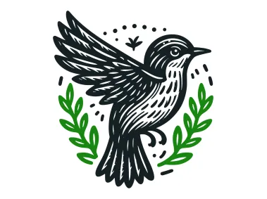 Black Bird in Wreath Logo Template