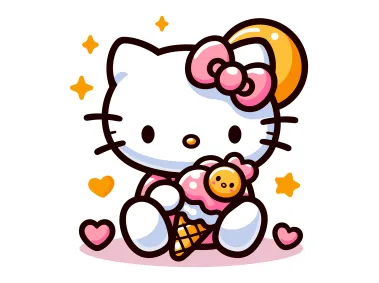 SVG Hello Kitty with Ice Cream Vector