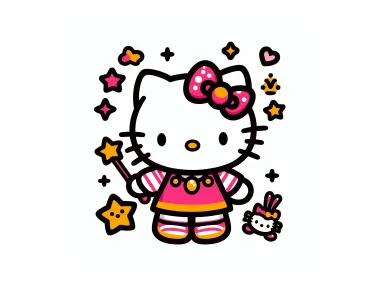 SVG Hello Kitty with Stars Vector