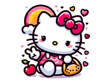 SVG Hello Kitty with Sun Vector