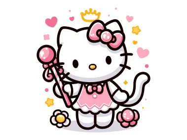 Cartoon Hello Kitty Design with Toys Vector
